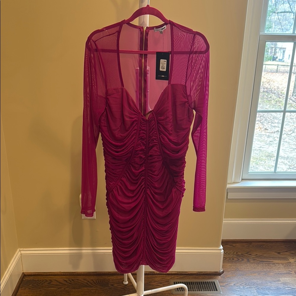 Elegant Pink Ruched Dress